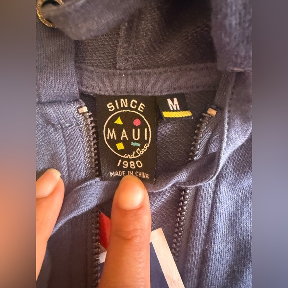 Maui And Sons Blue Hoodie Adult Sz M Florida 1980 spring lightweight pocket - Picture 10 of 16